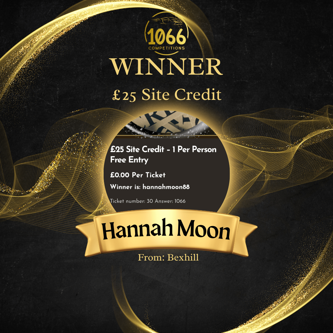 Congratulations to Hannah Moon, winner of £25 site credit on our 1 per customer free credit draw!