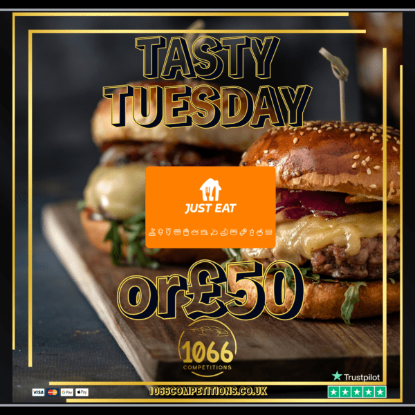 Tasty Tuesday £50 Just Eat Voucher or Cash at 1066 Competitions