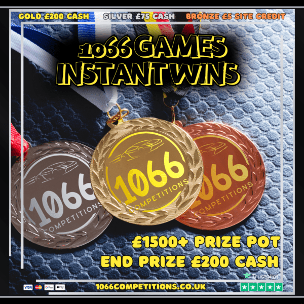 1066 GAMES INSTANT WINS + END PRIZE £200