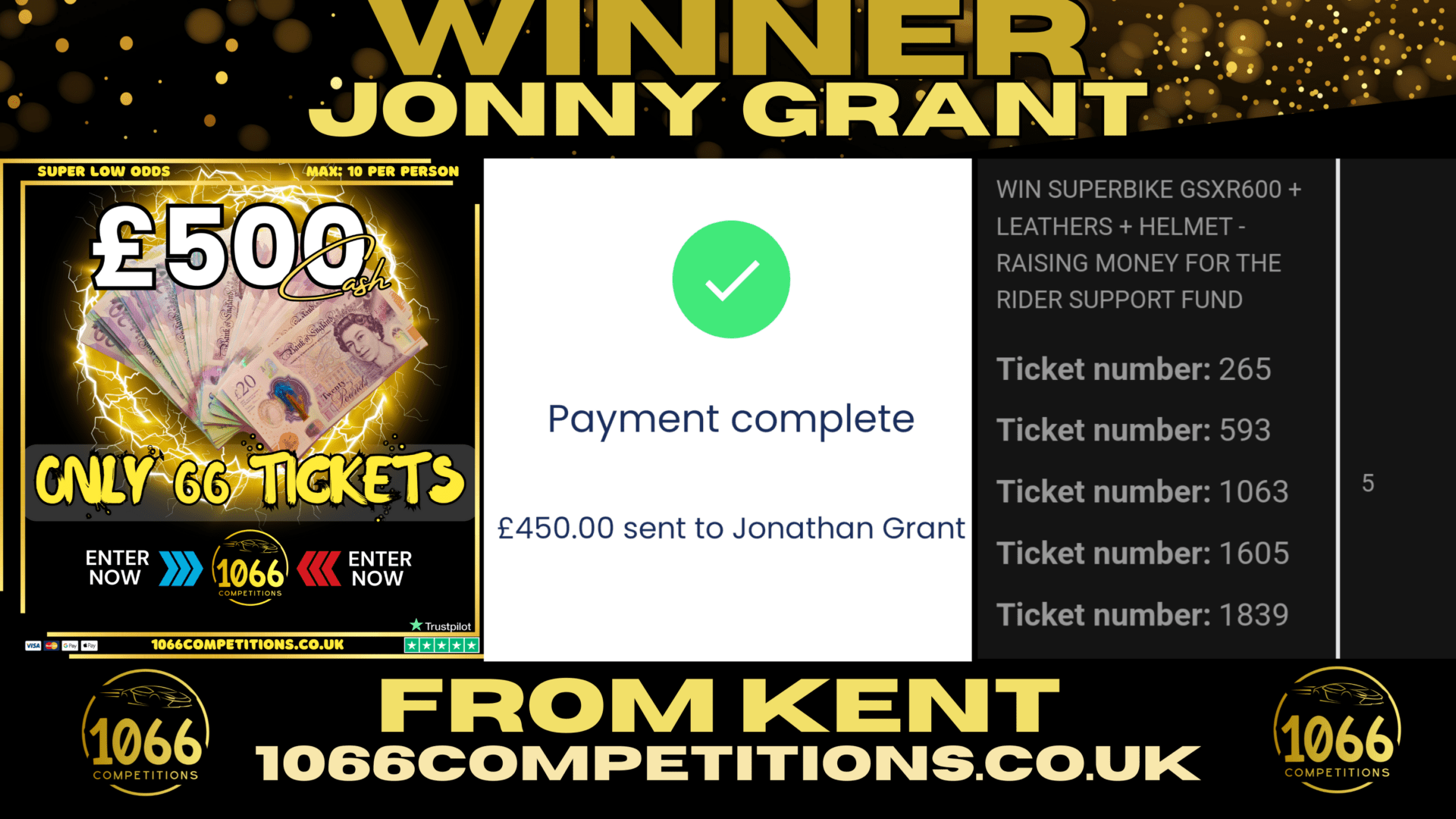 onny Grant Wins £500 Cash Announcement
