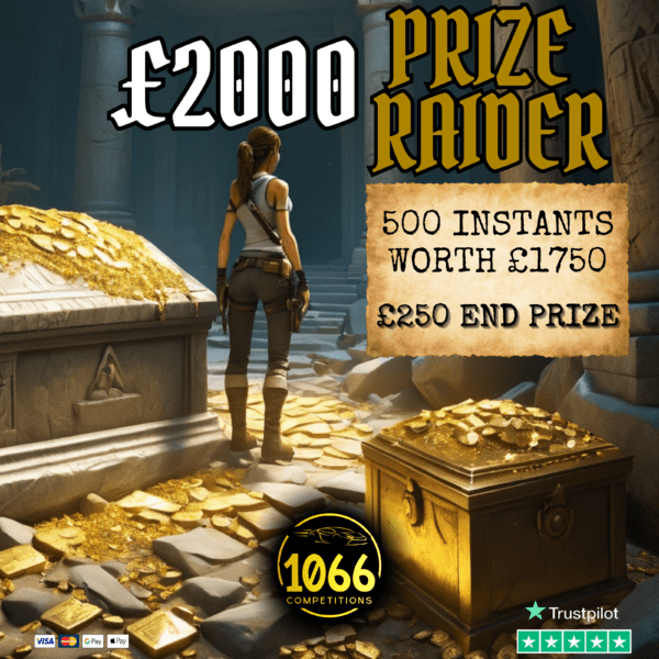 Prize Raider: 500 Instant Wins, £2000 Prize Fund, £250 End Prize, Double Chances with Every Ticket