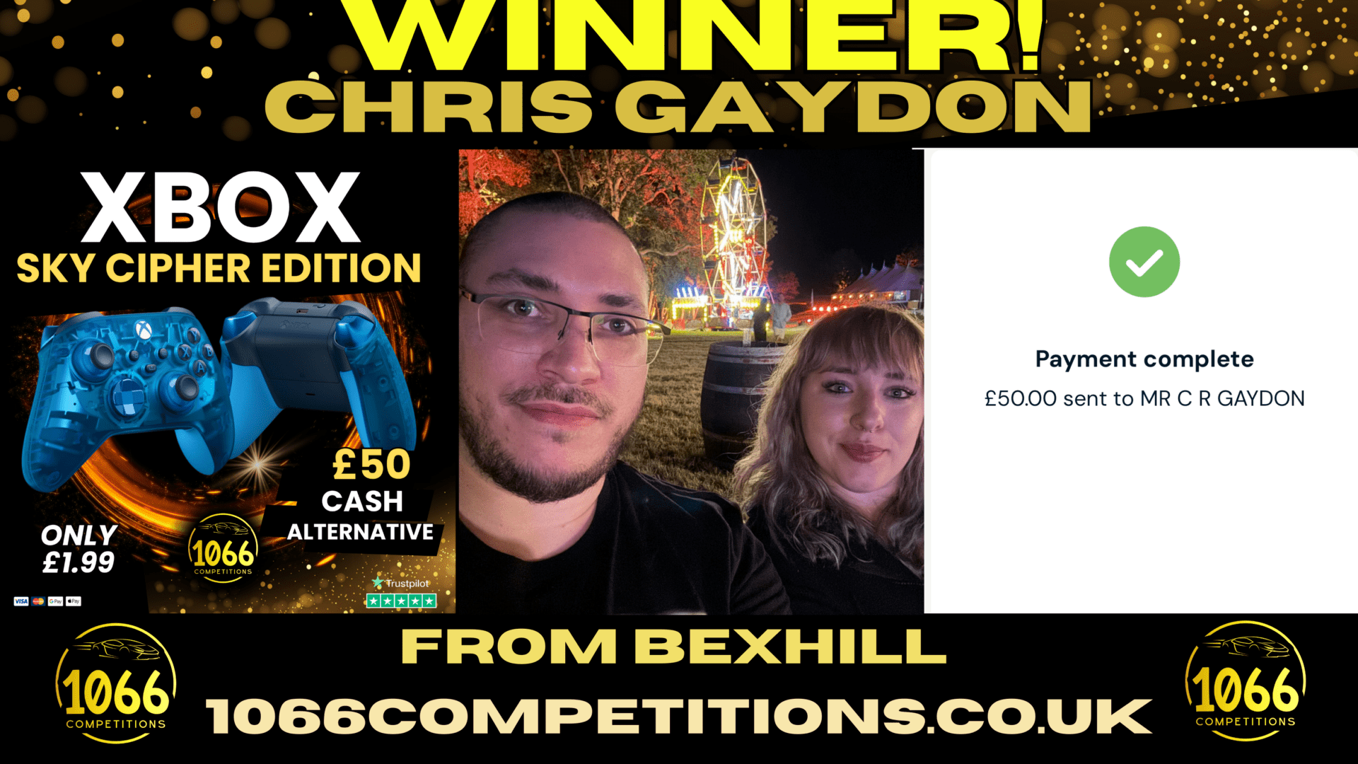 Chris Gaydon Wins Xbox Cipher Controller and Chooses Cash Alternative at 1066 Competitions