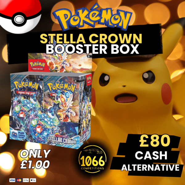 Win a Pokémon Stella Crown Booster Box at 1066 Competitions.