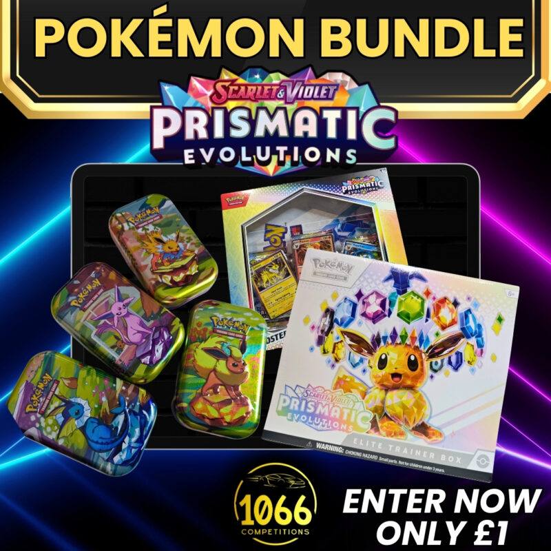 Win a Pokémon Prismatic Evolutions Bundle – Elite Trainer Box, Poster Box & Mini Tins!