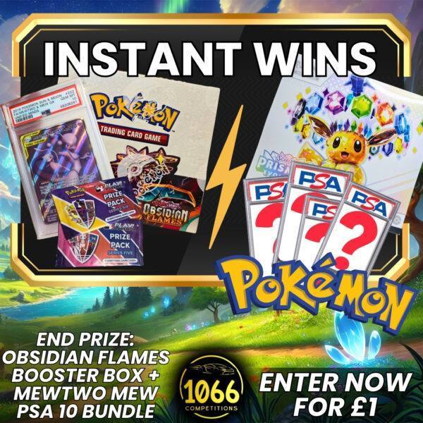 Win Pokémon instant prizes – PSA 10 Mewtwo & Mew GX, Obsidian Flames Booster Box & more