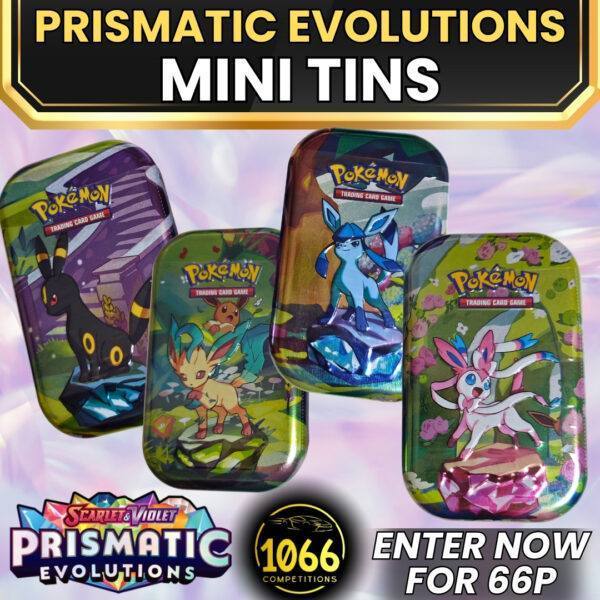 Win all 4 Pokémon TCG: Prismatic Evolutions Mini Tins – Just 66p per entry!